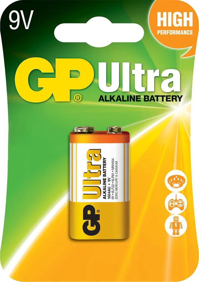 20211122150244_gp_batteries_ultra_alkaliki_mpataria_9v_1tmch GP Batteries Ultra Αλκαλική Μπαταρία 9V 1τμχ GPAU1604-B1 - Image 1