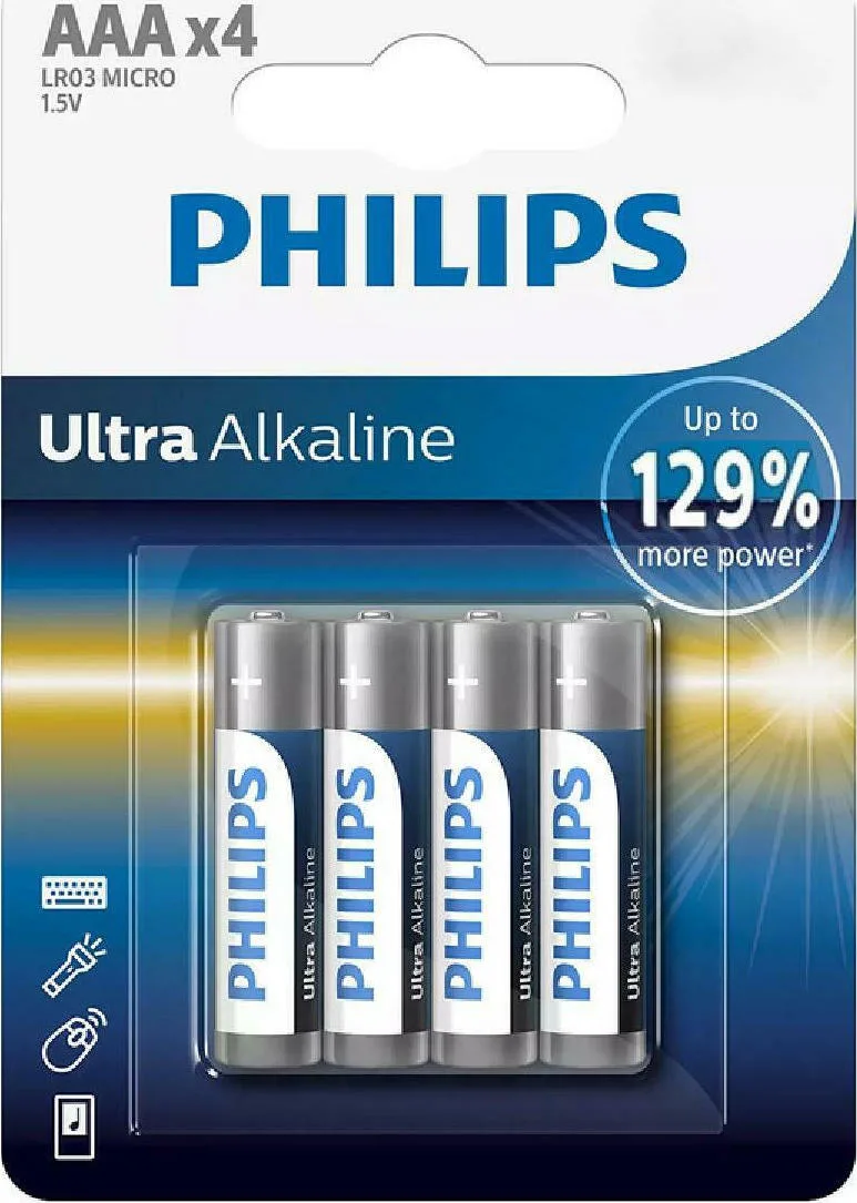 20211206172107_philips_ultra_alkalikes_mpataries_aaa_1_5v_4tmch Philips Ultra Αλκαλικές Μπαταρίες AAA 1.5V 4τμχ LR03E4B/10 - Image 1