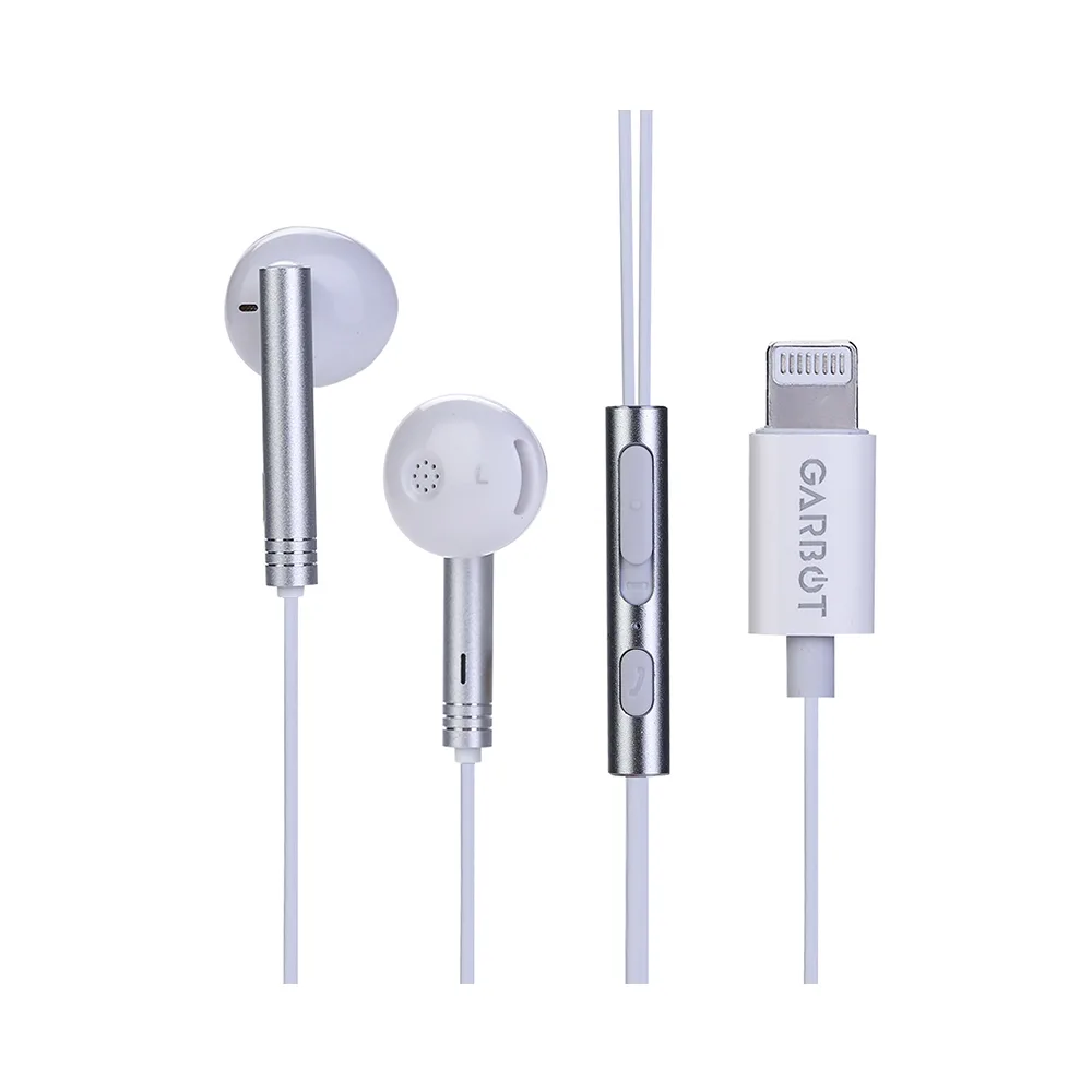 20220110134050_garbot_grab_go_in_ear_handsfree_me_vysma_lightning_leyko Garbot Grab&Go In-ear Handsfree με Βύσμα Lightning Λευκό - Image 1