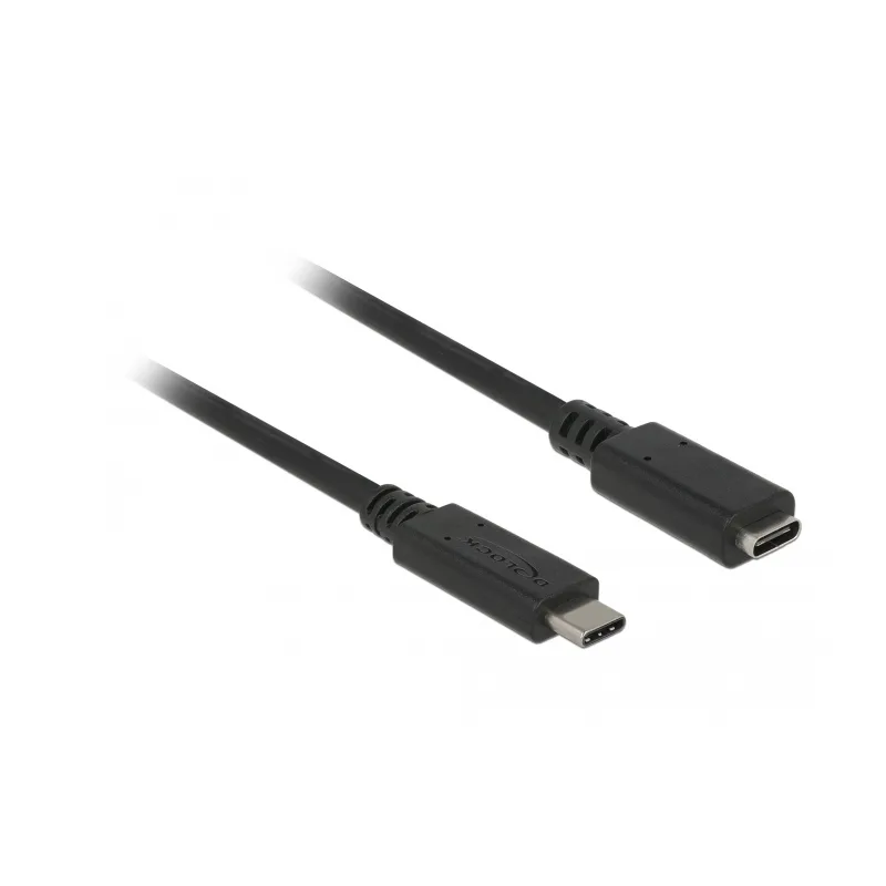 20220111114627_delock_regular_usb_3_1_cable_usb_c_male_usb_c_female_mayro_1_5m_85534 DeLock USB 3.1 Cable USB-C male - USB-C female 60W Μαύρο 1.5m (85534) - Image 1