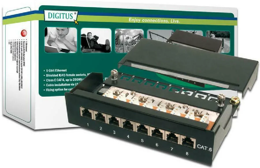 20220119170441_digitus_dn_91608sd Digitus DN-91608SD Patch Panel Shielded για Rack 1U 10" 6 Θυρών cat6 Μαύρο DN-91608SD - Image 1