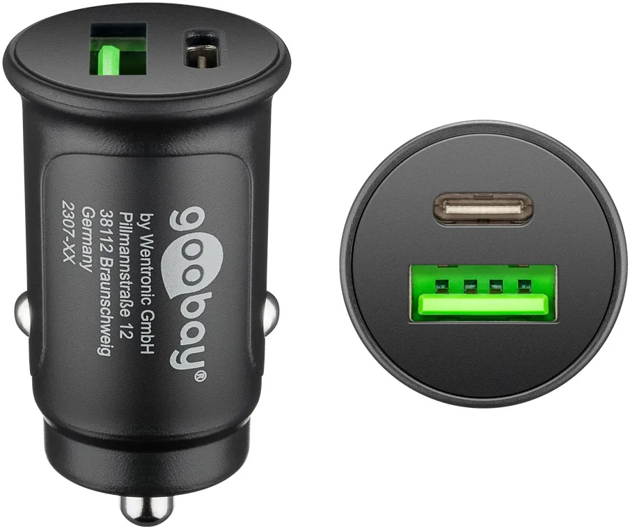 Goobay Φορτιστής Αυτοκινήτου 27W 3A με Θύρες: 1xUSB 1xType-C Μαύρος 59521 - Image 1