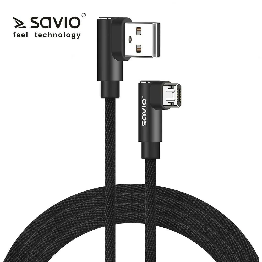 20220602160850_savio_reversible_braided_usb_2_0_to_micro_usb_cable_mayro_2m_cl_162 Savio Reversible Braided USB 2.0 to micro USB Cable Μαύρο 2m (CL-162) - Image 1