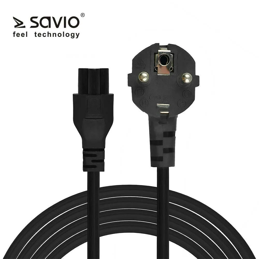 20220706133337_savio_schuko_iec_c5_cable_3m_mayro_cl_158 Savio Schuko - IEC C5 Cable 3m Μαύρο CL-158 - Image 1
