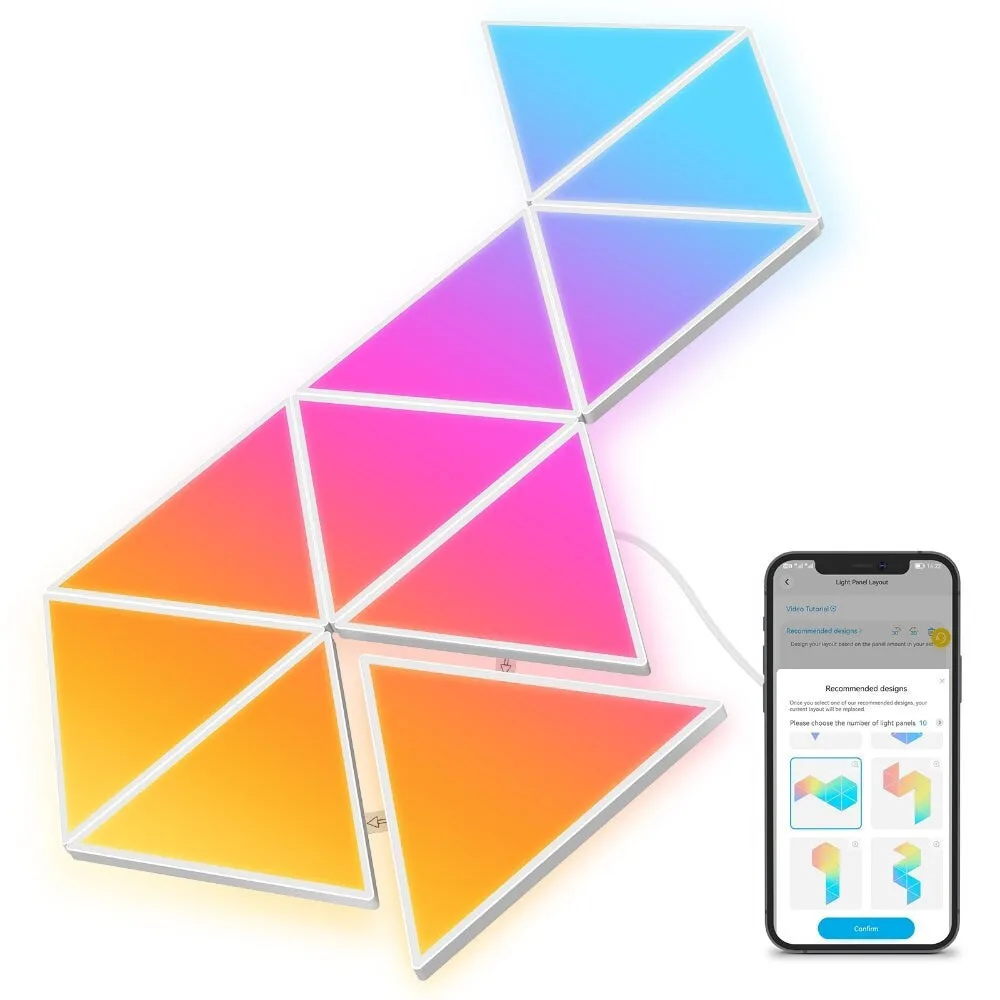 20221103102658_govee_diakosmitiko_fotistiko_me_fotismo_rgb_hexagon_led_se_leyko_chroma_b6067301 Govee Smart Διακοσμητικό Φωτιστικό Glide Tri-angle LED RGBIC 10τμχ B6067301 - Image 1