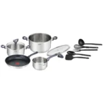 Tefal Daily Cook Σετ Μαγειρικά Σκεύη από Ανοξείδωτο Ατσάλι Ασημί με Αντικολλητική Επίστρωση S7173497 11τμχ
