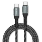 Qoltec Braided USB 2.0 Cable USB-C male - USB-C 100W Μαύρο 1m (52357)