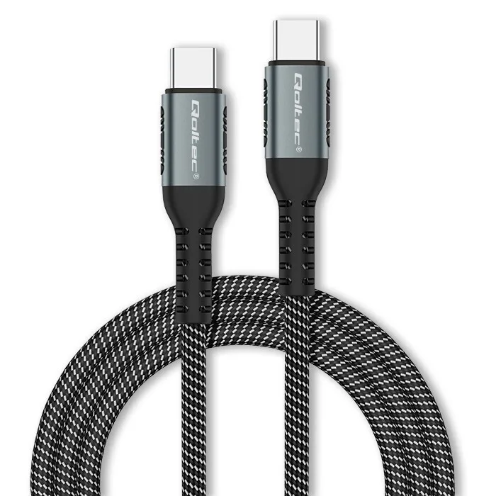 20221117092826_qoltec_braided_usb_2_0_cable_usb_c_male_usb_c_male_mayro_1m_52357 Qoltec Braided USB 2.0 Cable USB-C male - USB-C 100W Μαύρο 1m (52357) - Image 1