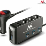 Maclean Energy Φορτιστής Αυτοκινήτου 18W 6.8A με Θύρες: 4xUSB 3xΑναπτήρα μαζί με Καλώδιο Ενσωματωμένο Μαύρος MCE218