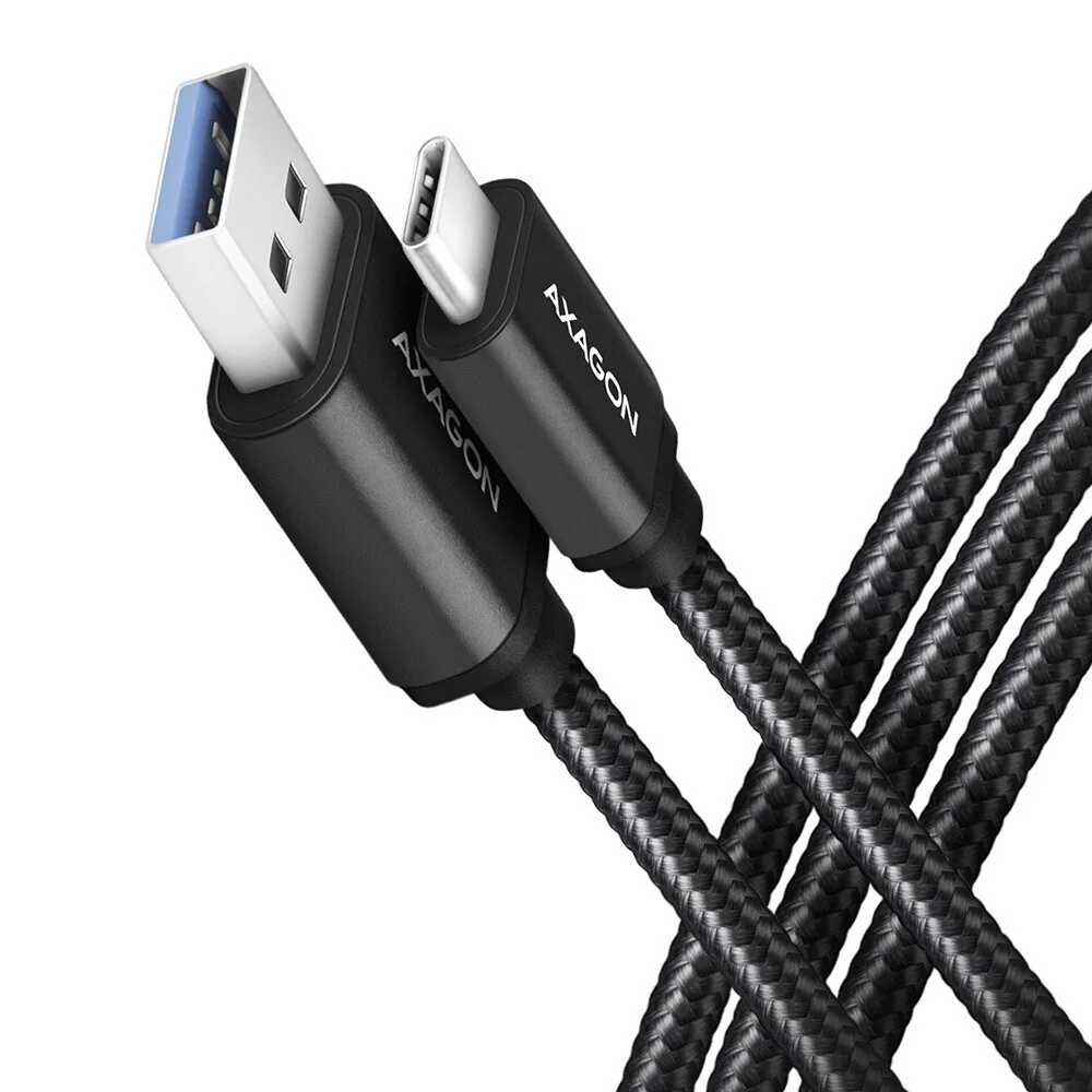 20221202130650_axagon_braided_usb_3_0_cable_usb_c_male_usb_a_male_mayro_2m_bucm3_am20ab Axagon Braided USB 3.0 Cable USB-C male - USB-A Μαύρο 2m (BUCM3-AM20AB) - Image 1