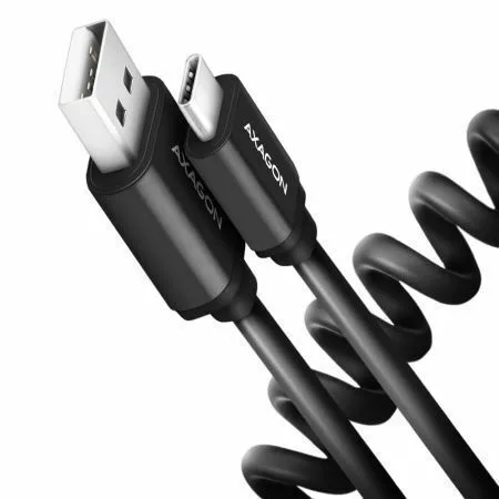 20221213122104_axagon_spiral_usb_2_0_cable_usb_c_male_usb_a_male_mayro_0_6m_bucm_am10tb Axagon Spiral USB 2.0 Cable USB-C male - USB-A Μαύρο 0.6m (BUCM-AM10TB) - Image 1