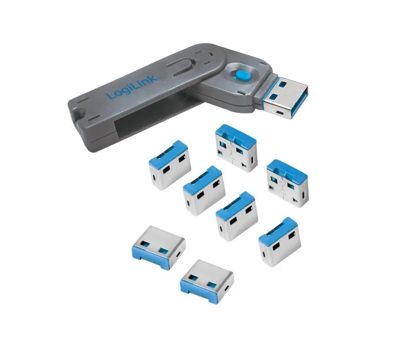 20230309145232_logilink_port_blocker_1x_key_8x_locks_au0045 LogiLink Port Blocker 1x Key + 8x Locks (AU0045) - Image 1