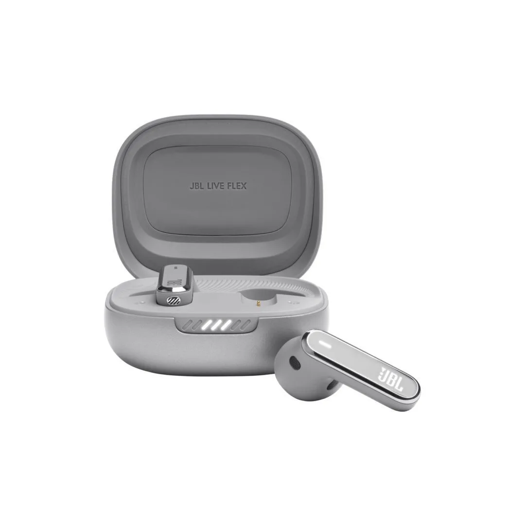 JBL Live Flex Earbud Bluetooth Handsfree Ακουστικά με Θήκη Φόρτισης Ασημί - Image 1
