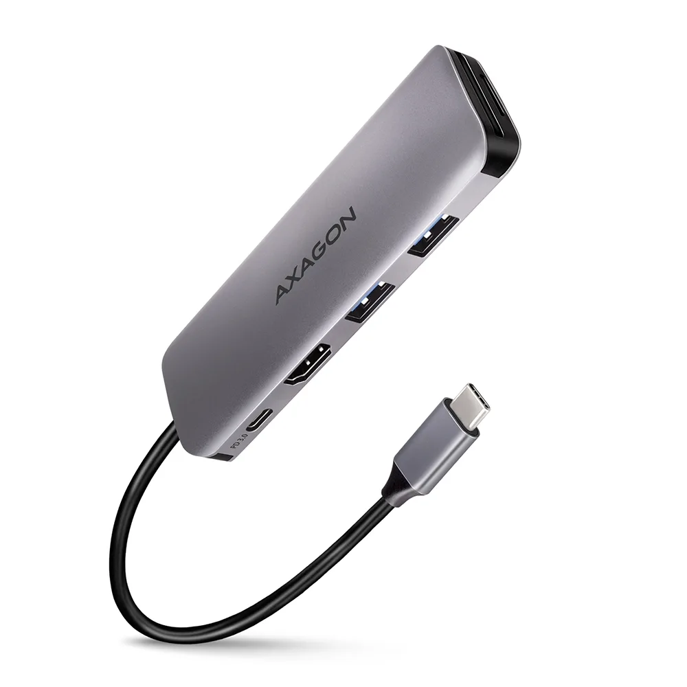 20230711111409_axagon_hmc_5_usb_c_docking_station_me_hdmi_4k_pd_asimi Axagon HMC-5 USB-C Docking Station με HDMI 4K PD Ασημί - Image 1
