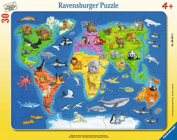 20230717163949_paidiko_puzzle_30pcs_gia_4_eton_06641_ravensburger Παιδικό Puzzle Animal World Map για 4+ Ετών 30pcs 06641 Ravensburger - Image 1