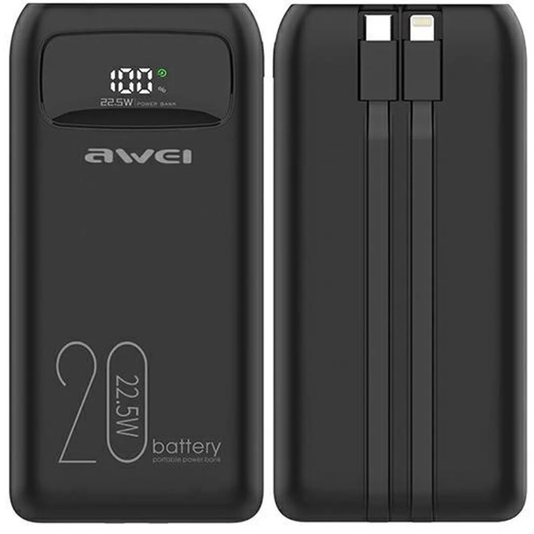 Awei P169K Power Bank 20000mAh 22.5W Power Delivery Μαύρο - Image 1