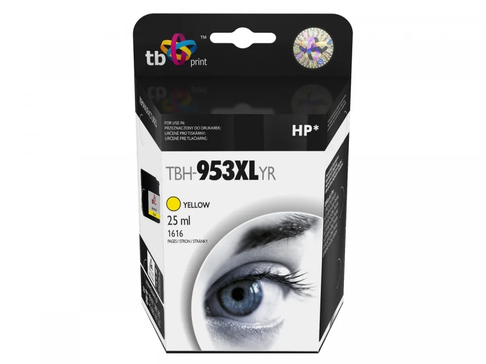 TB Print Συμβατό Μελάνι Εκτυπωτή InkJet HP 1616 Σελίδων 25ml Κίτρινο TBH-953XLYR - Image 1