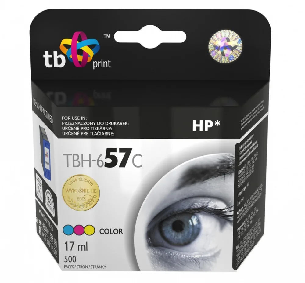TB Print Συμβατό Μελάνι Εκτυπωτή InkJet HP 500 Σελίδων 21ml Πολλαπλό (Color) 1τμχ TBH-657C - Image 1