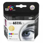 TB Print Συμβατό Μελάνι Εκτυπωτή InkJet HP 200 Σελίδων 8ml Πολλαπλό (Color) 1τμχ TBH-652XLCR