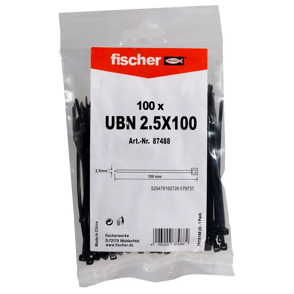 20231004155751_7b219ac8 fischer Δεματικά Καλωδίων 100x2.5mm Μαύρο 100τμχ 87488 - Image 1