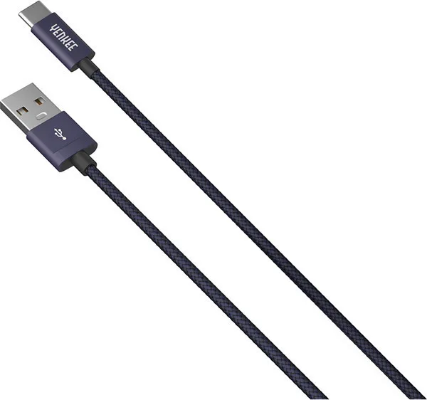 Yenkee Braided USB 2.0 Cable USB-C male - USB-A Μπλε 1m YCU 301 BE - Image 1