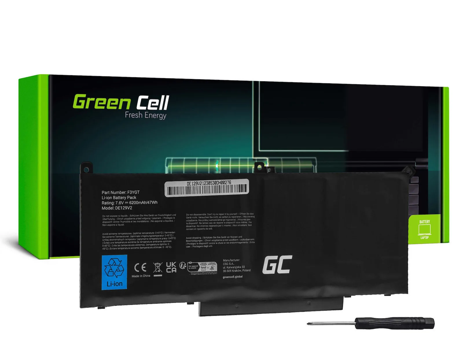 20231026132316_green_cell_symvati_mpataria_gia_dell_latitude_me_6200mah Green Cell Συμβατή Μπαταρία για Dell Latitude με 6200mAh - Image 1