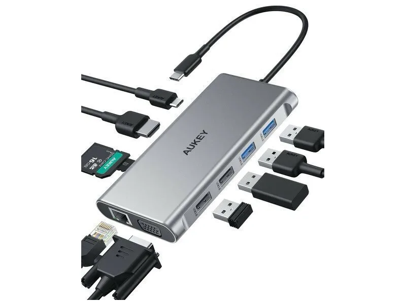 20231109122350_aukey_docking_station_me_4k_pd_ethernet_aiaukacbc890000 Aukey USB-C / USB-A Docking Station με 4K PD Ethernet Γκρι (AIAUKACBC890000) - Image 1