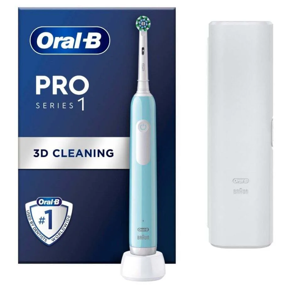 20240213100113_oral_b_ilektriki_odontovourtsa Oral-B Pro Series 1 Ηλεκτρική Οδοντόβουρτσα με Αισθητήρα Πίεσης και Θήκη Ταξιδίου Μπλε - Image 1