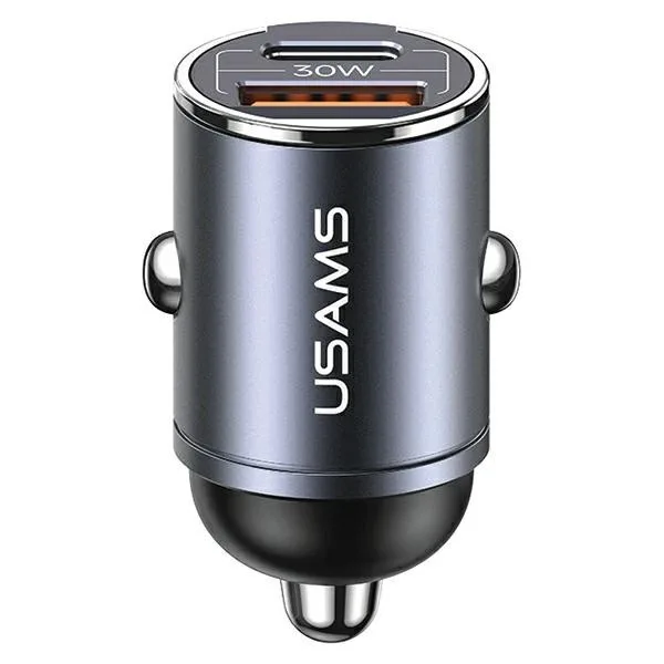 20240226134810_usams_fortistis_aytokinitou_gri_grigoris_fortisis_me_mia_thyra_usb Usams Φορτιστής Αυτοκινήτου 30W Γρήγορης Φόρτισης με μία Θύρα: 1xUSB Γκρι - Image 1