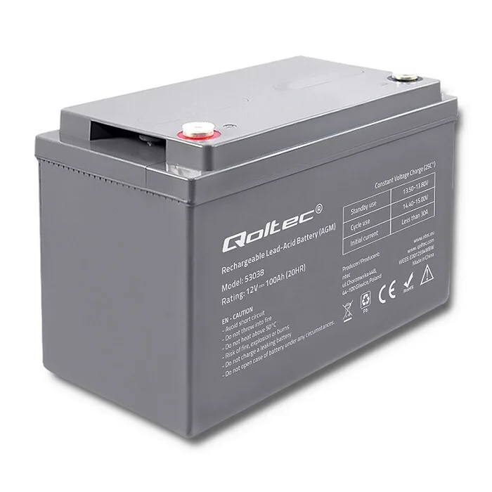 Qoltec Μπαταρία UPS με Χωρητικότητα 100Ah και Τάση 12V 53038 1τμχ - Image 1