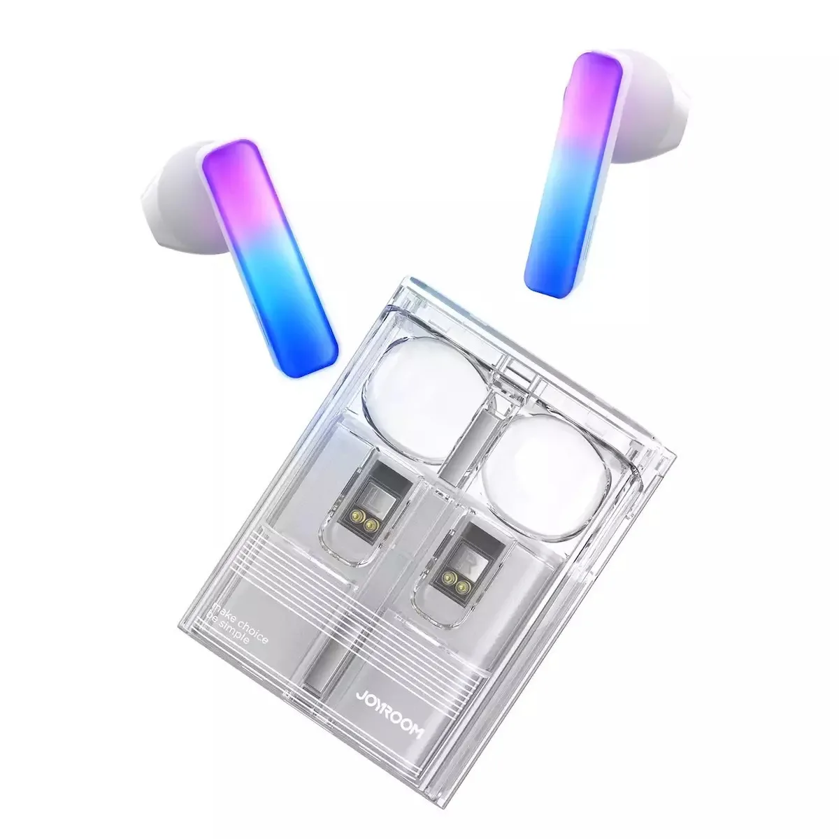 Joyroom JR-TC1 LED Lights Earbud Bluetooth Handsfree Ακουστικά με Θήκη Φόρτισης Λευκά - Image 1