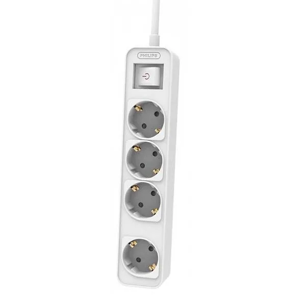 Philips Πολύπριζο 4 Θέσεων με Διακόπτη και Καλώδιο 1.5m Phil-CHP2144W/60 - Image 1