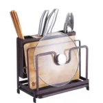 Kitchen Multifunctional Storage Rack Drip Tray Cutting Board Frame Tableware Cutlery Rack Flatware Caddy Pot Cover Lid Frame