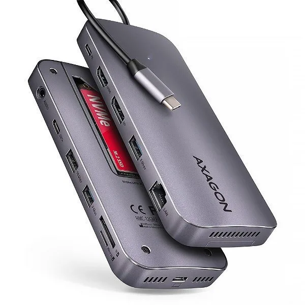 Axagon v1 USB 3.2 Hub 12 Θυρών με σύνδεση USB-A / USB-C Ασημί HMC-12GM2 - Image 1