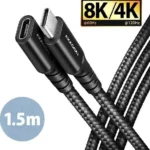 Axagon Braided USB 2.0 Cable USB-C male - USB-C female 240W Μαύρο 1.5m BUCM32-CF15AB