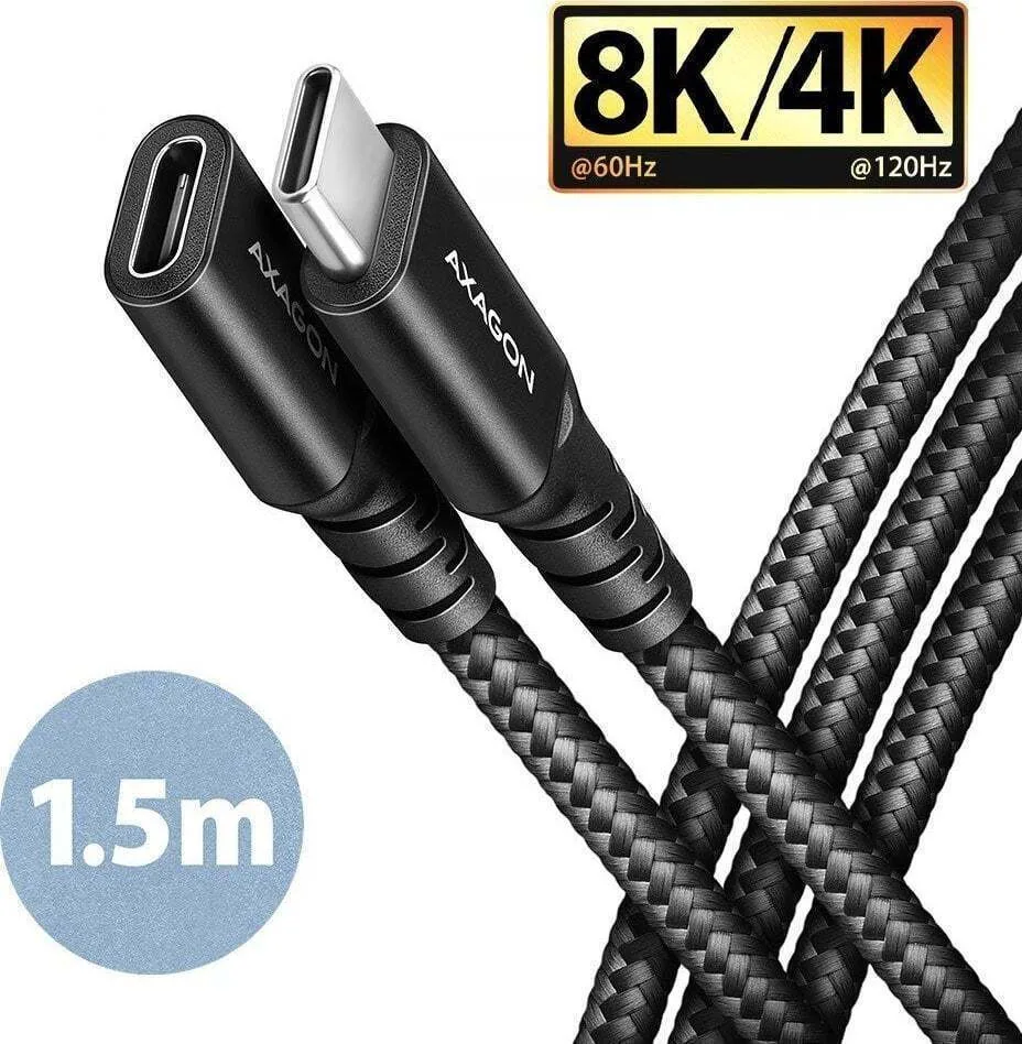 20240501162500_axagon_braided_usb_2_0_cable_usb_c_male_usb_c_240w_mayro_1_5m_bucm32_cf15ab Axagon Braided USB 2.0 Cable USB-C male - USB-C female 240W Μαύρο 1.5m BUCM32-CF15AB - Image 1