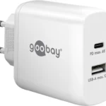 Goobay Φορτιστής Χωρίς Καλώδιο με Θύρα USB-A και Θύρα USB-C 65W Power Delivery Λευκός (65410)