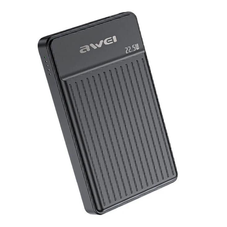 Awei P33K Power Bank 10000mAh με Θύρα USB-A και Θύρα USB-C Μαύρο - Image 1