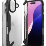 Ringke Fusion X Back Cover Σιλικόνης / Πλαστικό 2mm με Λουράκι Μαύρο (iPhone 16)