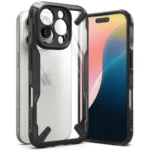 Ringke Fusion X Back Cover Σιλικόνης / Πλαστικό 2mm με Λουράκι Μαύρο (iPhone 16 Pro)