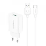 Usams Φορτιστής με Θύρα USB-A και Καλώδιο USB-C 18W Quick Charge 3.0 Λευκός (T22)