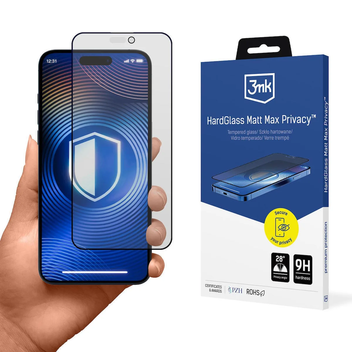 3MK Privacy Ματ Tempered Glass (Apple iPhone 15, Apple iPhone 16) - Image 1