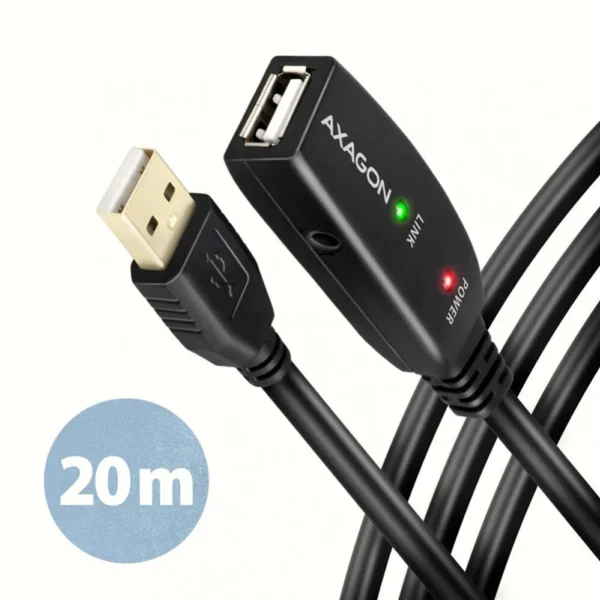 Axagon USB 2.0 Cable USB-A male - USB-A female Μαύρο 20m