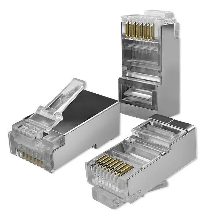 Pass-through Rj45 Connector Cat5e Ftp Gold-plated Contacts 100 Pieces - Image 1