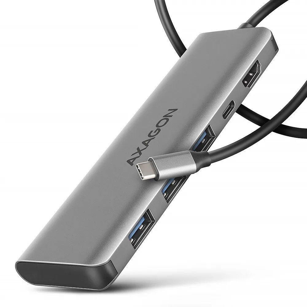 20240920145245_axagon_usb_c_docking_station_me_hdmi_4k_pd_asimi_hmc_5h Axagon USB-C Docking Station με HDMI 4K PD Ασημί (HMC-5H) - Image 1