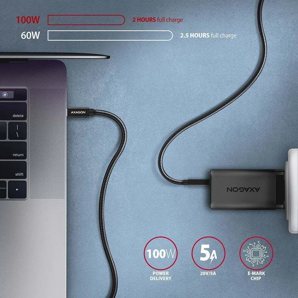 20240925111714_axagon_braided_usb_3_1_cable_usb_c_male_usb_c_100w_mayro_1_5m_bucm32_cm15a Axagon Braided USB 3.1 Cable USB-C male - USB-C 100W Μαύρο 1.5m - Image 1
