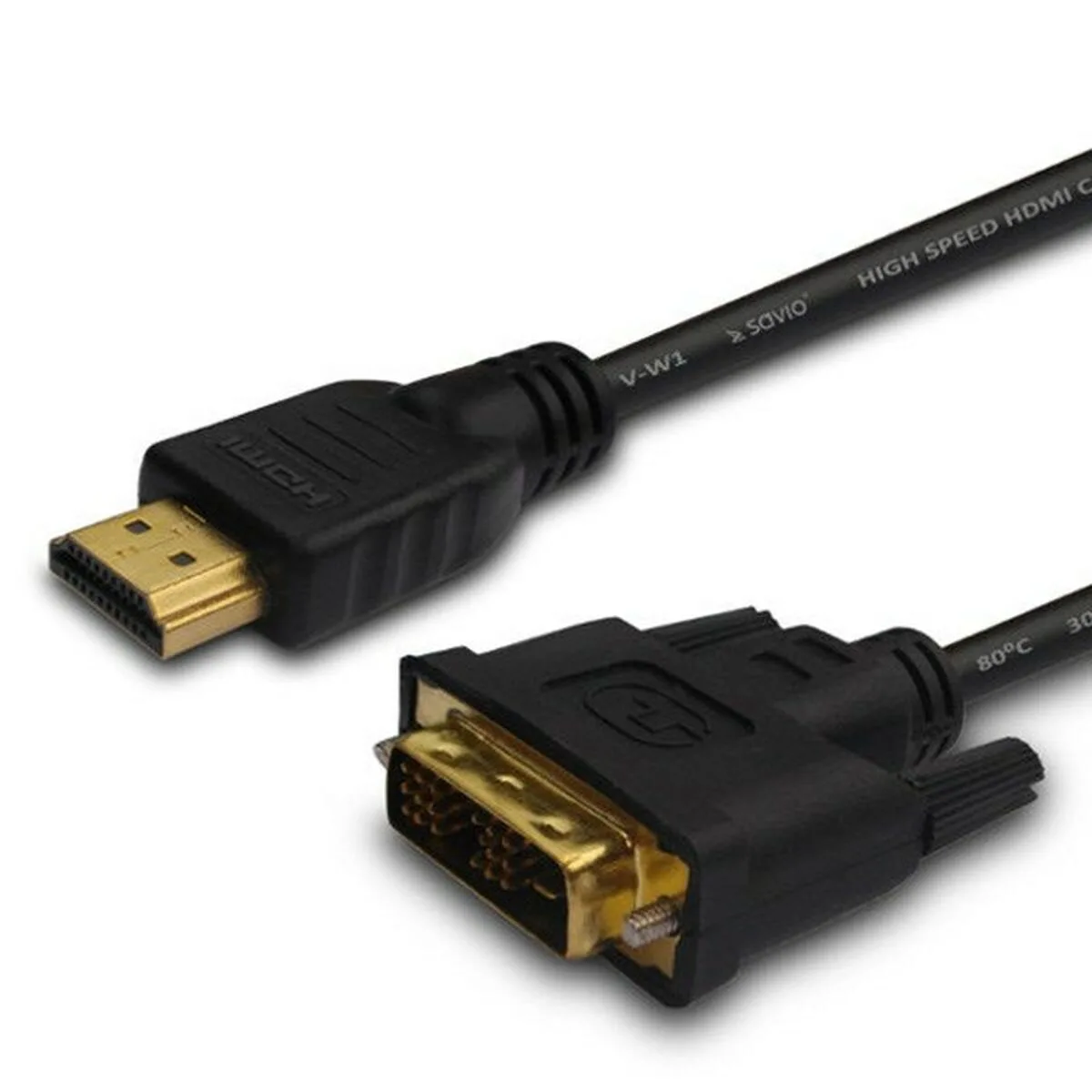 20241017163741_savio_cable_dvi_a_male_hdmi_male_1_8m_mayro_cl_139 Savio Cable DVI-A male - HDMI male 1.8m Μαύρο (CL-139) - Image 1