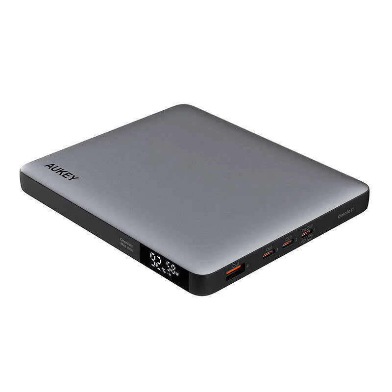 Aukey PB-Y44 Power Bank 20000mAh 100W με Θύρα USB-A και 3 Θύρες USB-C Power Delivery Γκρι - Image 1