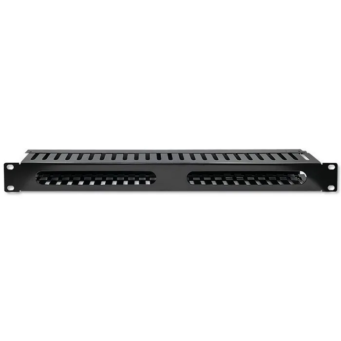 Organizer Qoltec Ατσάλινη Διάταξη Καλωδίων Ντουλάπια Rack 19" 24 Θυρών 1u Μαύρο 14133156 5901878545141 - Image 1