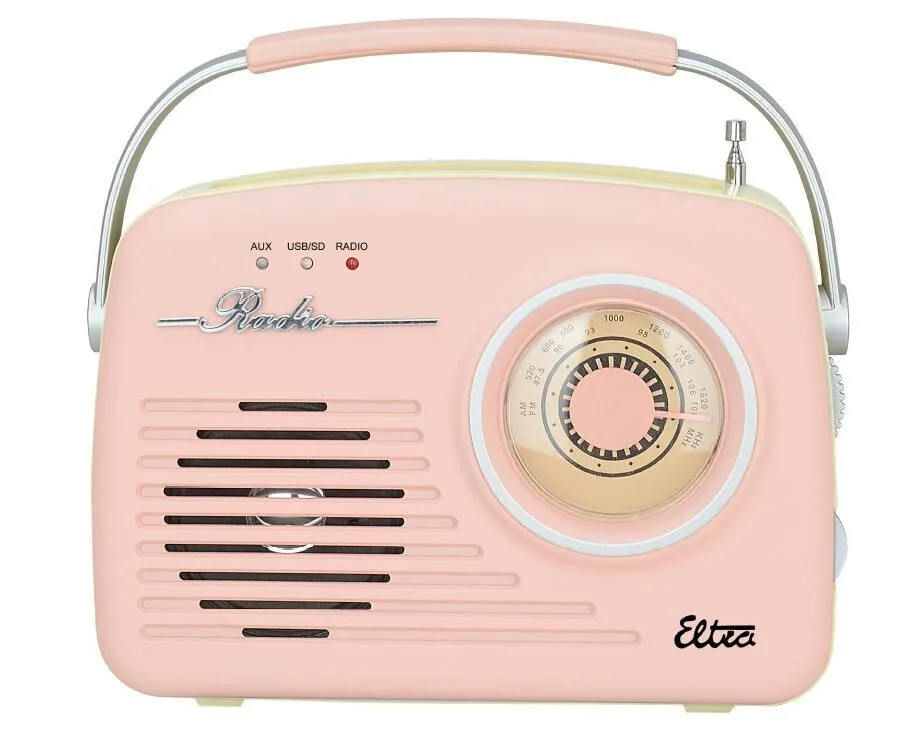 Eltra Luiza Retro Sp-11 Retro Φορητό Ραδιόφωνο Μπαταρίας με USB Ροζ - Image 1